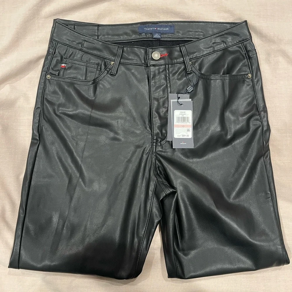 Tommy Hilfiger Tribeca faux leather skinny ankle pants. - Picture 2 of 5